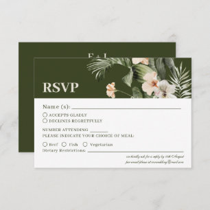 Tropical hibiscus boho pastel Wedding RSVP Card