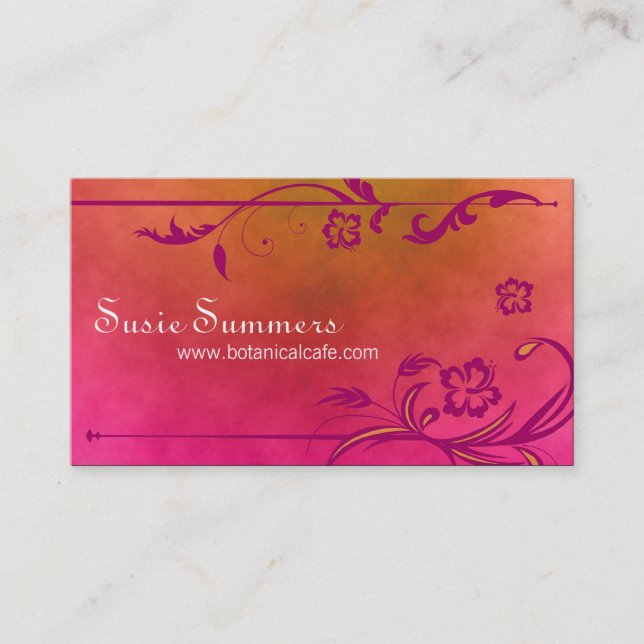 Tropical Hibiscus Cafe Restaurant Business Card (Front)
