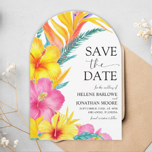Tropical Hibiscus Elegant Destination Wedding Save The Date