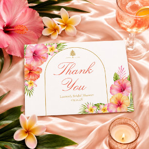 Tropical Hibiscus Flat Thank You Card