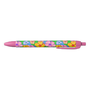 Tropical hibiscus floral ballpoint pen