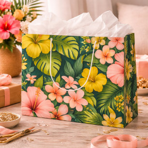 Tropical Hibiscus Floral Luxury  Large Gift Bag
