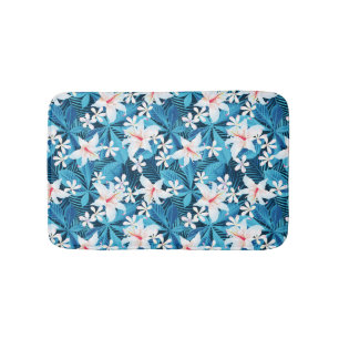 Tropical Hibiscus Floral Pattern 2 Bath Mat