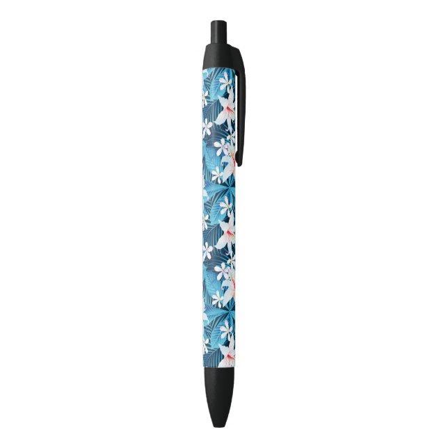 Tropical Hibiscus Floral Pattern 2 Black Ink Pen (Bottom (Vertical))