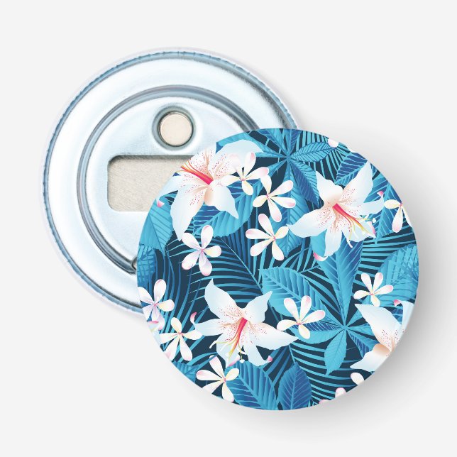 Tropical Hibiscus Floral Pattern 2 Bottle Opener (Front)