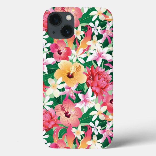 Tropical Hibiscus Floral Pattern 2 Case-Mate iPhone Case (Back)