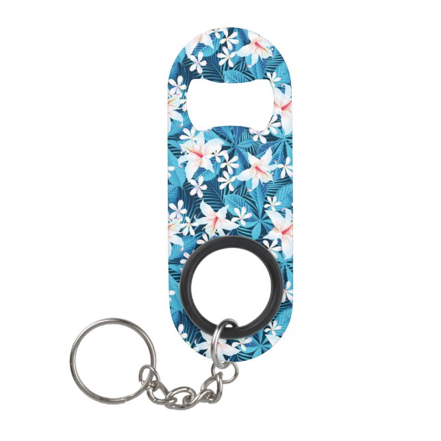 Tropical Hibiscus Floral Pattern 2 Mini Bottle Opener (Front)