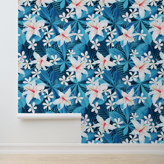 Tropical Hibiscus Floral Pattern 2 Wallpaper (Application)