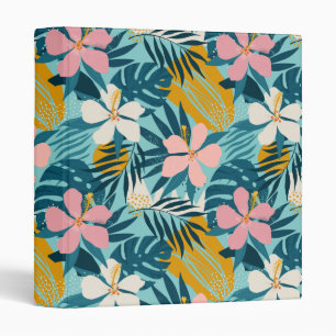 Tropical Hibiscus Floral Pattern Binder