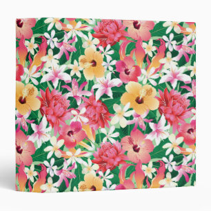 Tropical Hibiscus Floral Pattern Binder