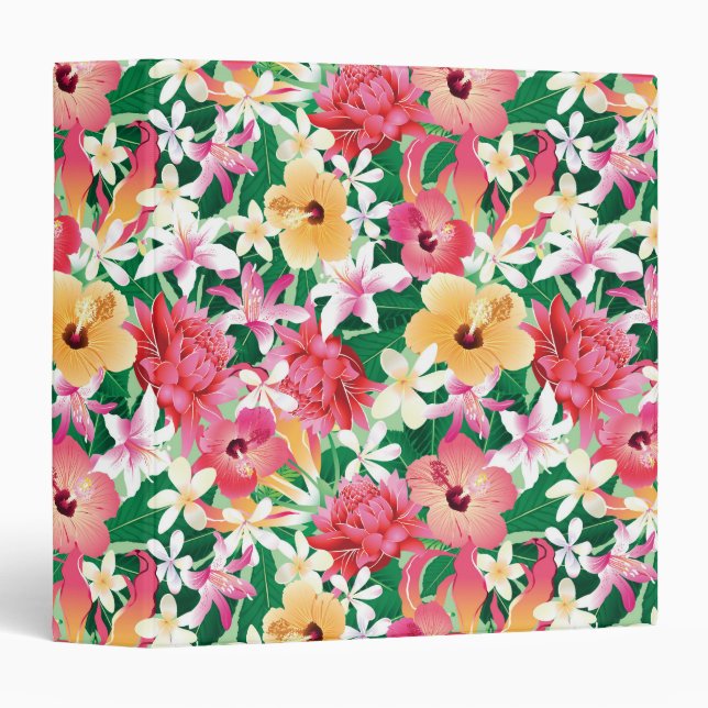 Tropical Hibiscus Floral Pattern Binder (Front/Spine)
