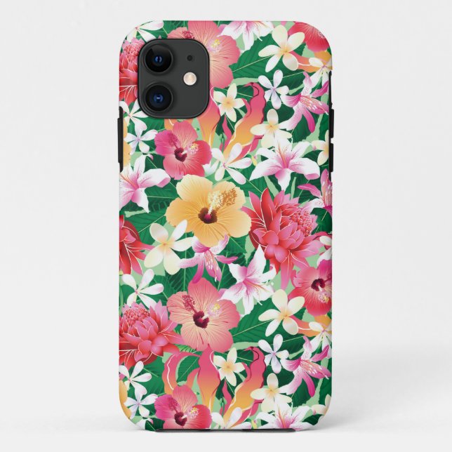 Tropical Hibiscus Floral Pattern Case-Mate iPhone Case (Back)