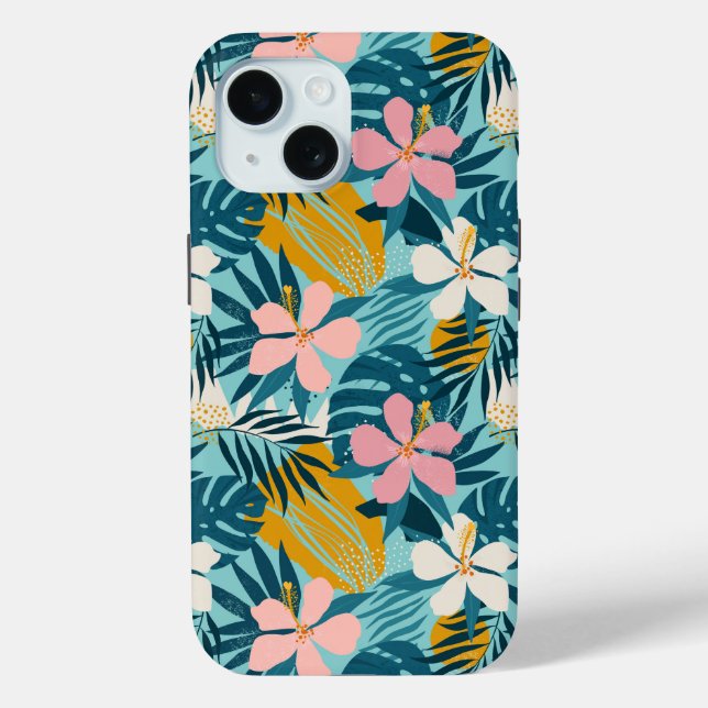 Tropical Hibiscus Floral Pattern Case-Mate iPhone Case (Back)