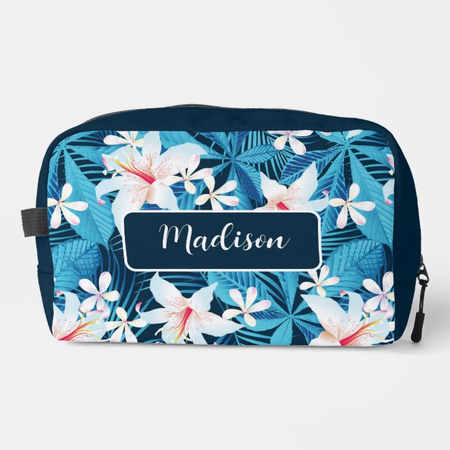 Tropical Hibiscus Floral Pattern Dopp Kit (Front)