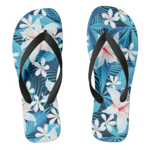 Tropical Hibiscus Floral Pattern Flip Flops