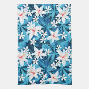 Tropical Hibiscus Floral Pattern Kitchen Towel