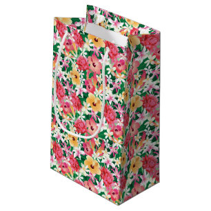 Tropical Hibiscus Floral Pattern Small Gift Bag
