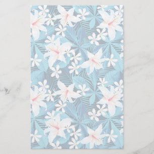 Tropical Hibiscus Floral Pattern Stationery
