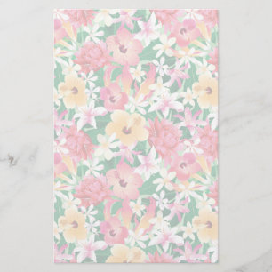 Tropical Hibiscus Floral Pattern Stationery