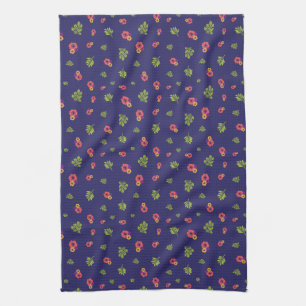 Tropical Hibiscus Floral Red Yellow Green Pattern Kitchen Towel
