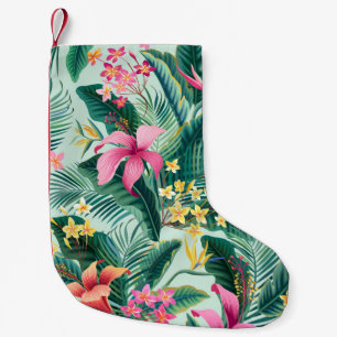 Tropical Hibiscus: Floral Seamless Pattern Small Christmas Stocking