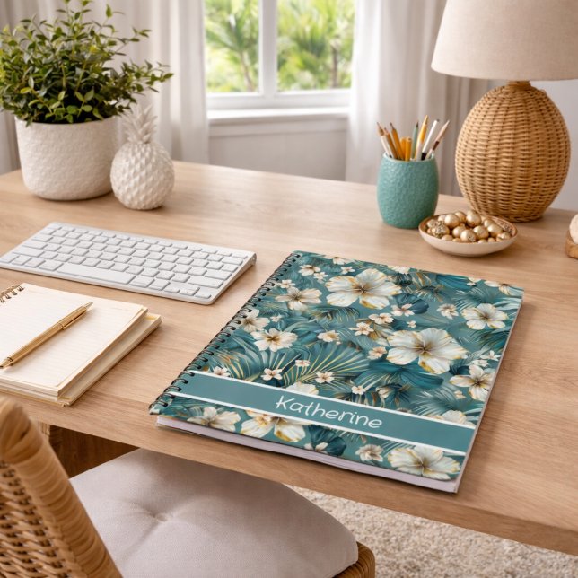 Tropical Hibiscus Floral Teal Notebook (Creator Uploaded)