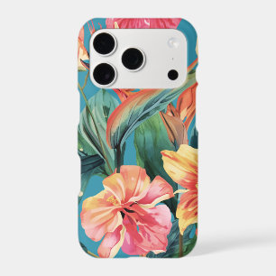 Tropical Hibiscus Floral Teal Pink