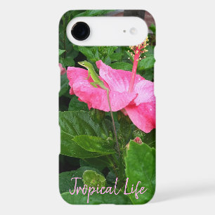 Tropical Hibiscus Flower Anole Lizard Photo Custom
