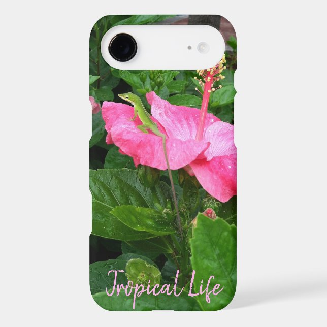 Tropical Hibiscus Flower Anole Lizard Photo Custom (Back)
