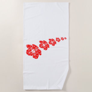 Tropical Hibiscus Flower Beach Towel