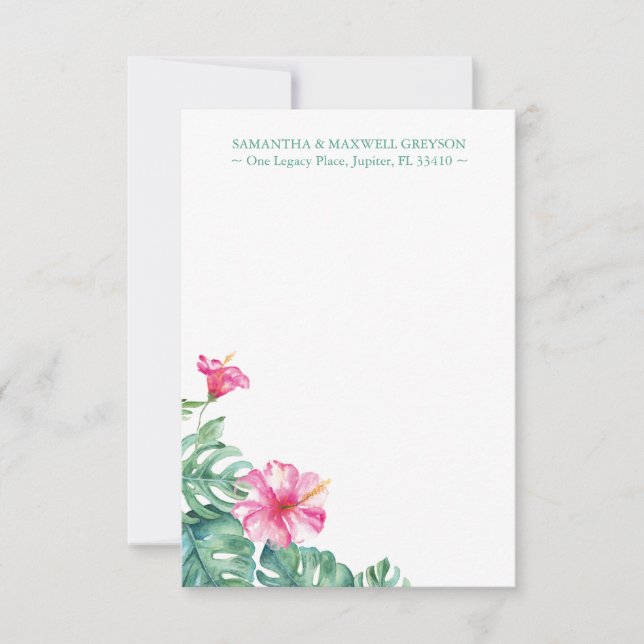 Tropical Hibiscus Flower Custom Notecards (Front)