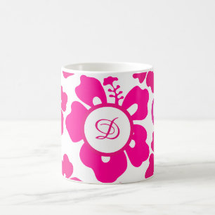 tropical hibiscus flower hawaii pink floral coffee mug