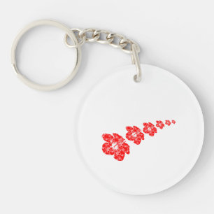 Tropical Hibiscus Flower Keychain
