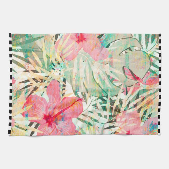 Tropical Hibiscus Flower Kitchen Towel (Horizontal)