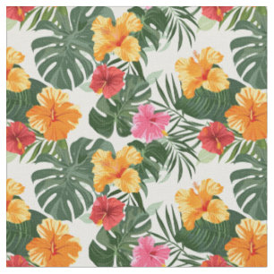Tropical Hibiscus Flower Pattern Fabric