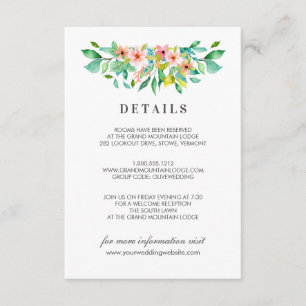 Tropical Hibiscus Flower Wedding Details Enclosure Card