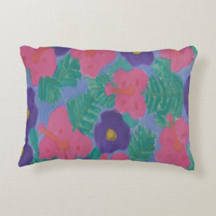 Tropical Hibiscus Flowers Decorative Pillow