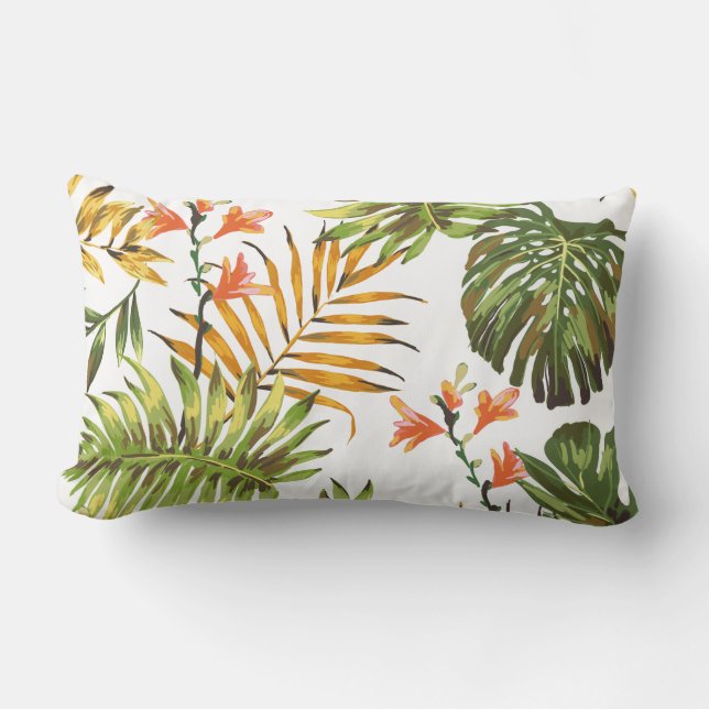Tropical Hibiscus Flowers Decorative Throw Pillow (Front)