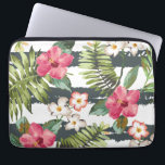 Tropical Hibiscus Flowers Floral Laptop Sleeve<br><div class="desc">A stunningly beautiful tropical hibiscus floral flowers set on a stylish black background. Easy to change the background colour - just click on customize and use the colour picker on the right. Floral flower pattern feminine girly laptop sleeve. Protect your computer laptop with our custom stylish sleeves. Sizes available for...</div>