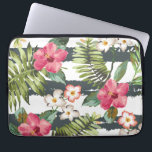 Tropical Hibiscus Flowers Floral Laptop Sleeve<br><div class="desc">A stunningly beautiful tropical hibiscus floral flowers set on a stylish black background. Easy to change the background colour - just click on customize and use the colour picker on the right. Floral flower pattern feminine girly laptop sleeve. Protect your computer laptop with our custom stylish sleeves. Sizes available for...</div>