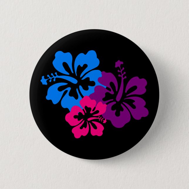 Tropical Hibiscus Flowers in Bright Colours 2 Inch Round Button (Front)