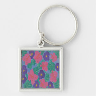 Tropical Hibiscus Flowers Keychain