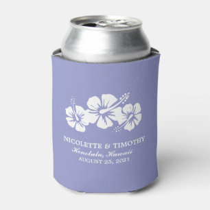 Tropical Hibiscus Flowers Lilac Purple Wedding Can Cooler