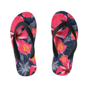 Tropical Hibiscus Flowers Summer Design Kid's Flip Flops