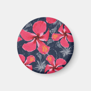 Tropical Hibiscus Flowers Summer Design Magnet
