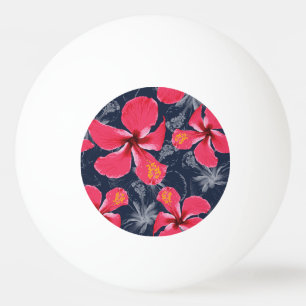 Tropical Hibiscus Flowers Summer Design Ping Pong Ball