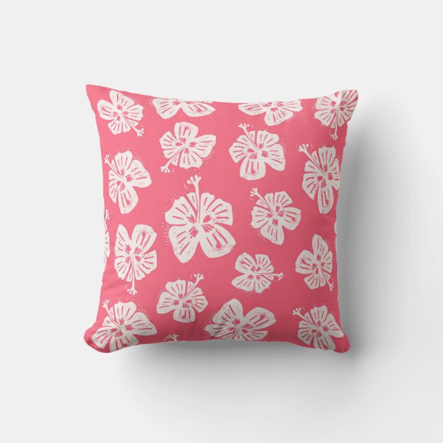 Tropical hibiscus for a bit of paradise at at home throw pillow (Front)