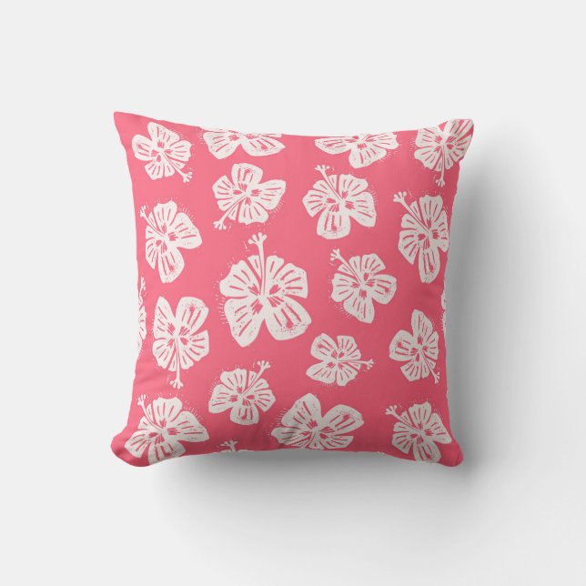 Tropical hibiscus for a bit of paradise at home throw pillow (Front)
