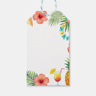 Tropical Hibiscus Frame Aloha Vibes Gift Tags