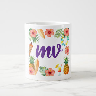 Tropical Hibiscus Frame Aloha Vibes Large Coffee Mug